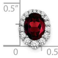 14k White Gold Oval Garnet and Diamond Halo Chain Slide-PM7050-GA-033-WA