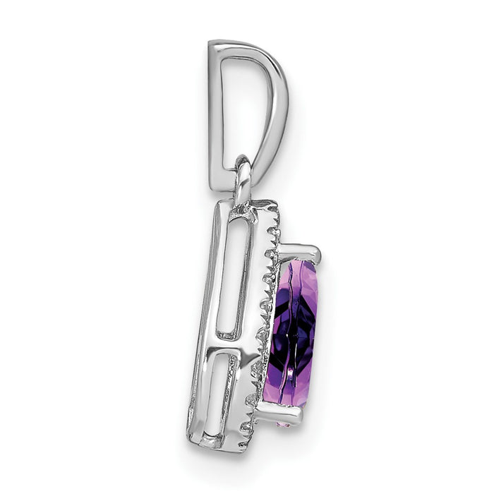 14k White Gold Pear Amethyst and Diamond Halo Pendant-PM7052-AM-010-WA