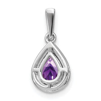 14k White Gold Pear Amethyst and Diamond Halo Pendant-PM7052-AM-010-WA