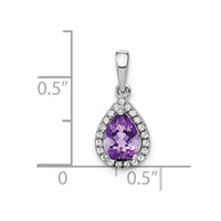 14k White Gold Pear Amethyst and Diamond Halo Pendant-PM7052-AM-010-WA