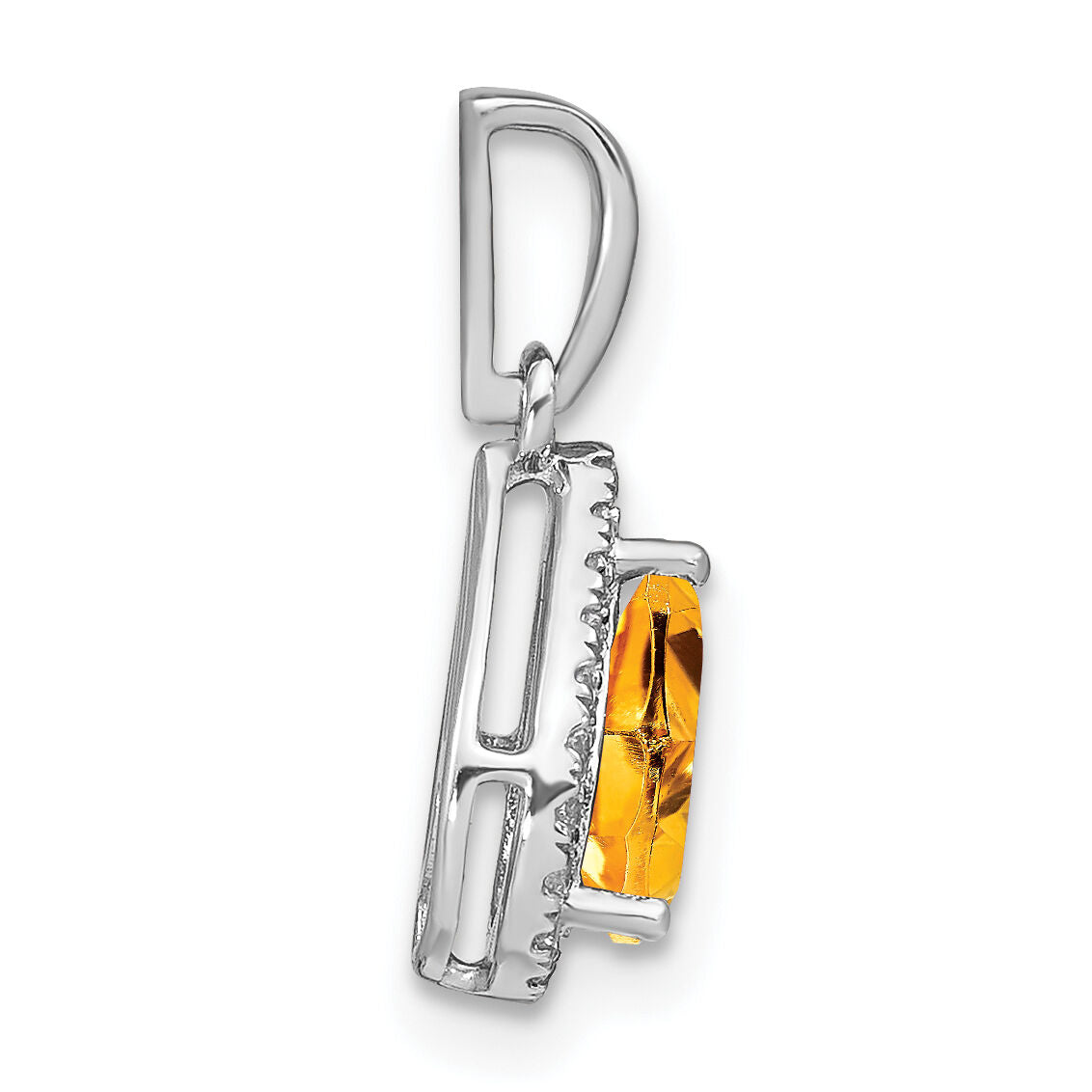 14k White Gold Pear Citrine and Diamond Halo Pendant-PM7052-CI-010-WA