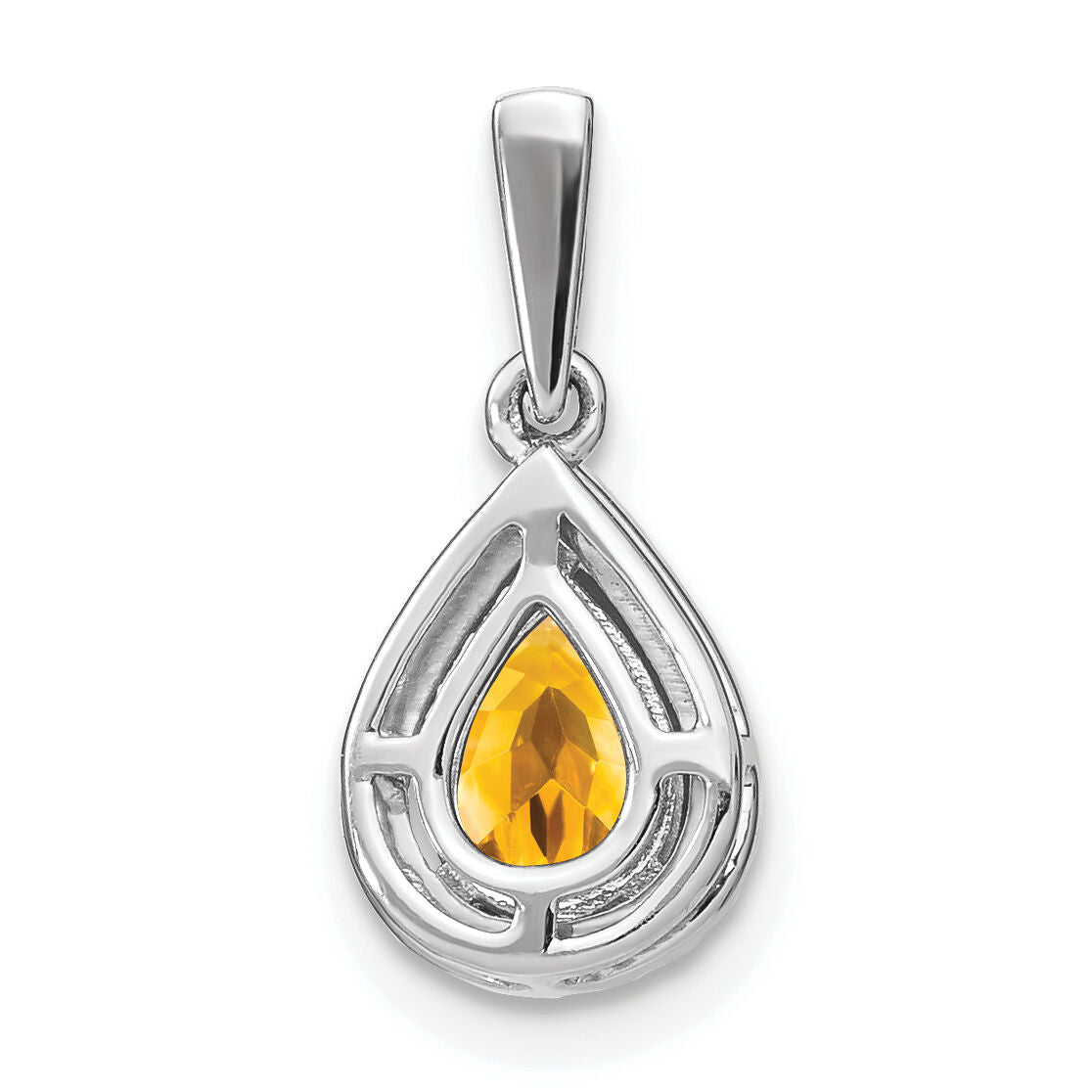 14k White Gold Pear Citrine and Diamond Halo Pendant-PM7052-CI-010-WA