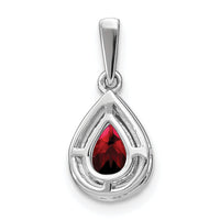 14k White Gold Pear Garnet and Diamond Halo Pendant-PM7052-GA-010-WA
