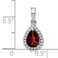 14k White Gold Pear Garnet and Diamond Halo Pendant-PM7052-GA-010-WA