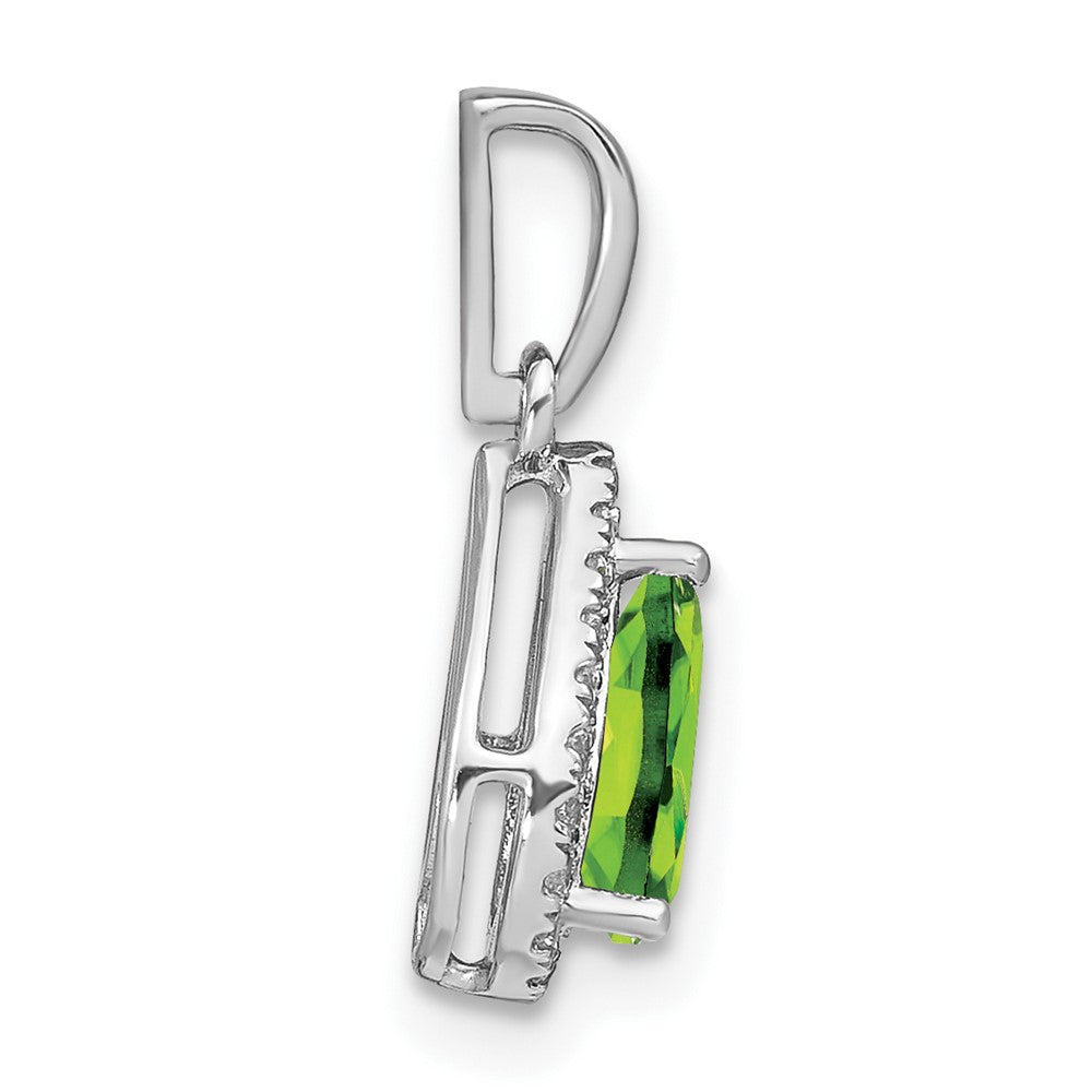 14k White Gold Pear Peridot and Diamond Halo Pendant-PM7052-PE-010-WA