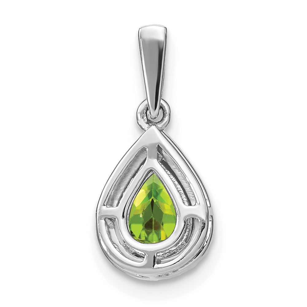 14k White Gold Pear Peridot and Diamond Halo Pendant-PM7052-PE-010-WA