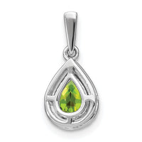 14k White Gold Pear Peridot and Diamond Halo Pendant-PM7052-PE-010-WA