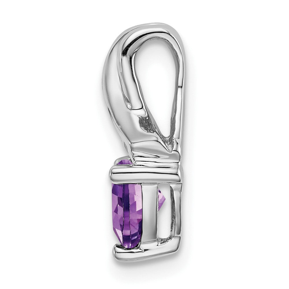 14k White Gold Trillion Amethyst and Diamond Pendant-PM7053-AM-003-WA