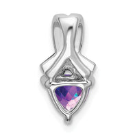 14k White Gold Trillion Amethyst and Diamond Pendant-PM7053-AM-003-WA