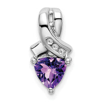 14k White Gold Trillion Amethyst and Diamond Pendant-PM7053-AM-003-WA