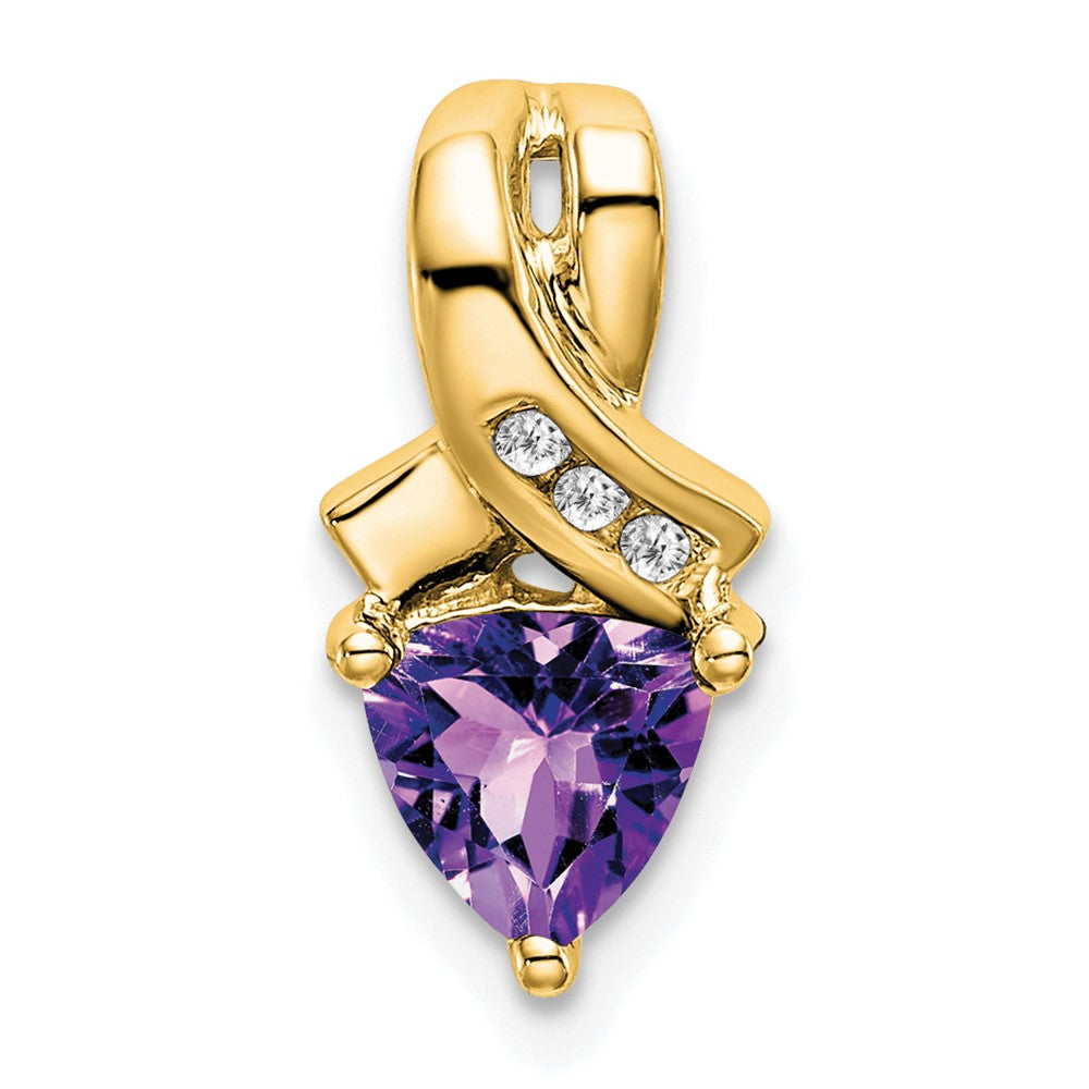 14k Trillion Amethyst and Diamond Pendant-PM7053-AM-003-YA
