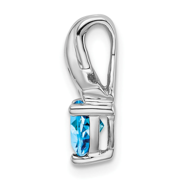 14k White Gold Trillion Blue Topaz and Diamond Pendant-PM7053-BT-003-WA
