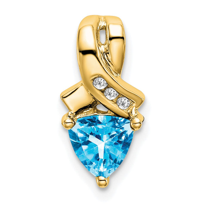 14k Trillion Blue Topaz and Diamond Pendant-PM7053-BT-003-YA