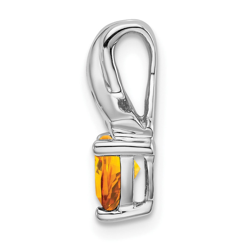 14k White Gold Trillion Citrine and Diamond Pendant-PM7053-CI-003-WA