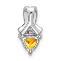 14k White Gold Trillion Citrine and Diamond Pendant-PM7053-CI-003-WA