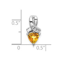 14k White Gold Trillion Citrine and Diamond Pendant-PM7053-CI-003-WA