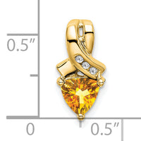 14k Trillion Citrine and Diamond Pendant-PM7053-CI-003-YA
