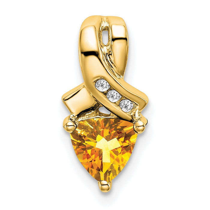 14k Trillion Citrine and Diamond Pendant-PM7053-CI-003-YA