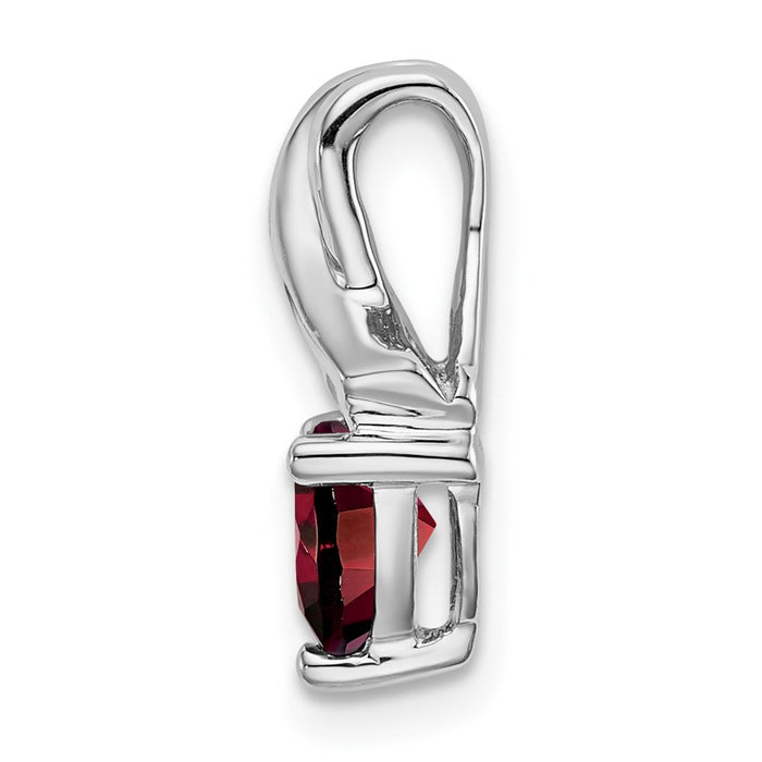14k White Gold Trillion Garnet and Diamond Pendant-PM7053-GA-003-WA