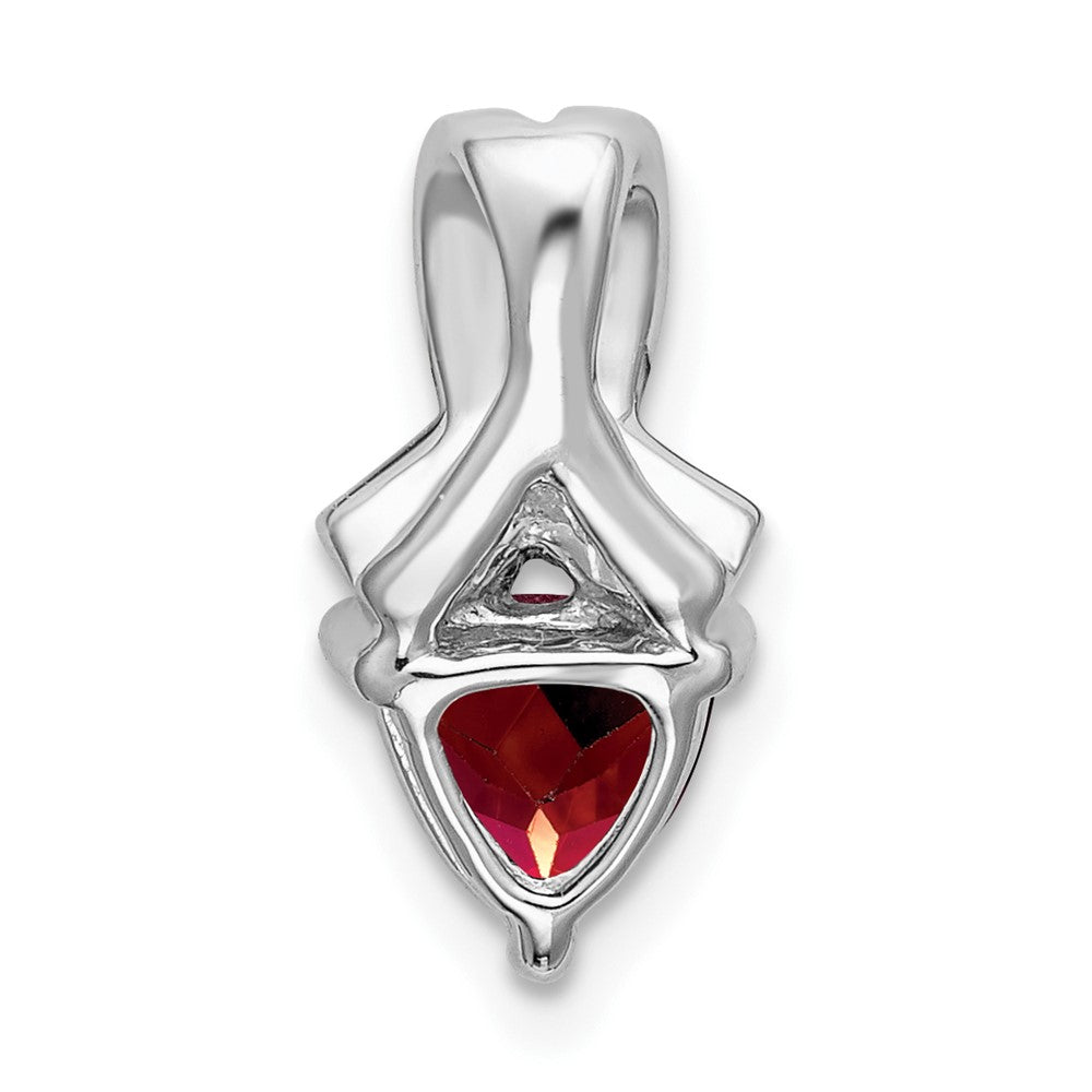 14k White Gold Trillion Garnet and Diamond Pendant-PM7053-GA-003-WA