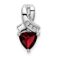 14k White Gold Trillion Garnet and Diamond Pendant-PM7053-GA-003-WA