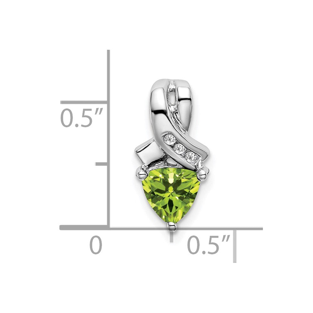 14k White Gold Trillion Peridot and Diamond Pendant-PM7053-PE-003-WA