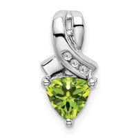 14k White Gold Trillion Peridot and Diamond Pendant-PM7053-PE-003-WA