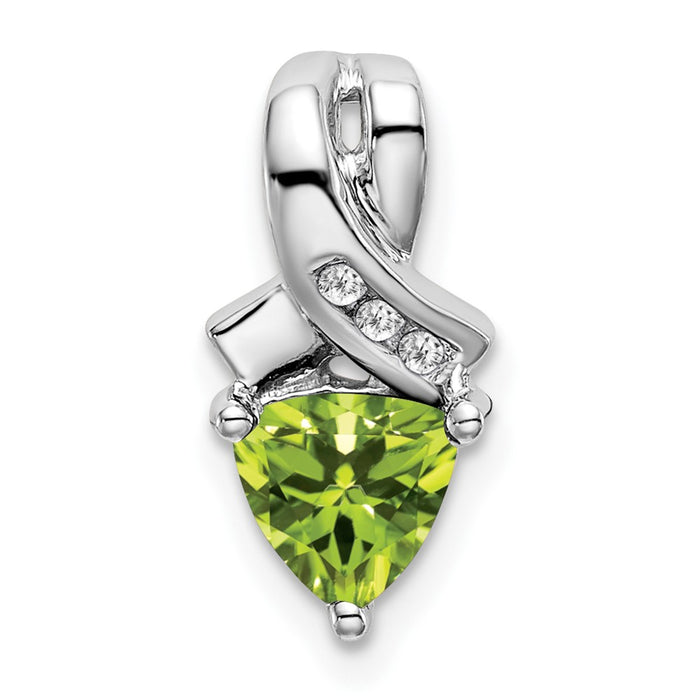 14k White Gold Trillion Peridot and Diamond Pendant-PM7053-PE-003-WA