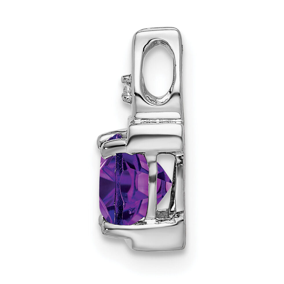 14k White Gold Amethyst and Diamond Pendant-PM7054-AM-001-WA