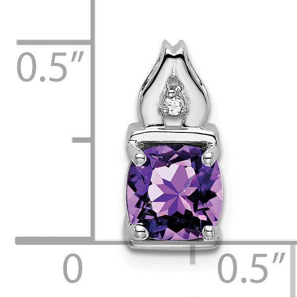 14k White Gold Amethyst and Diamond Pendant-PM7054-AM-001-WA