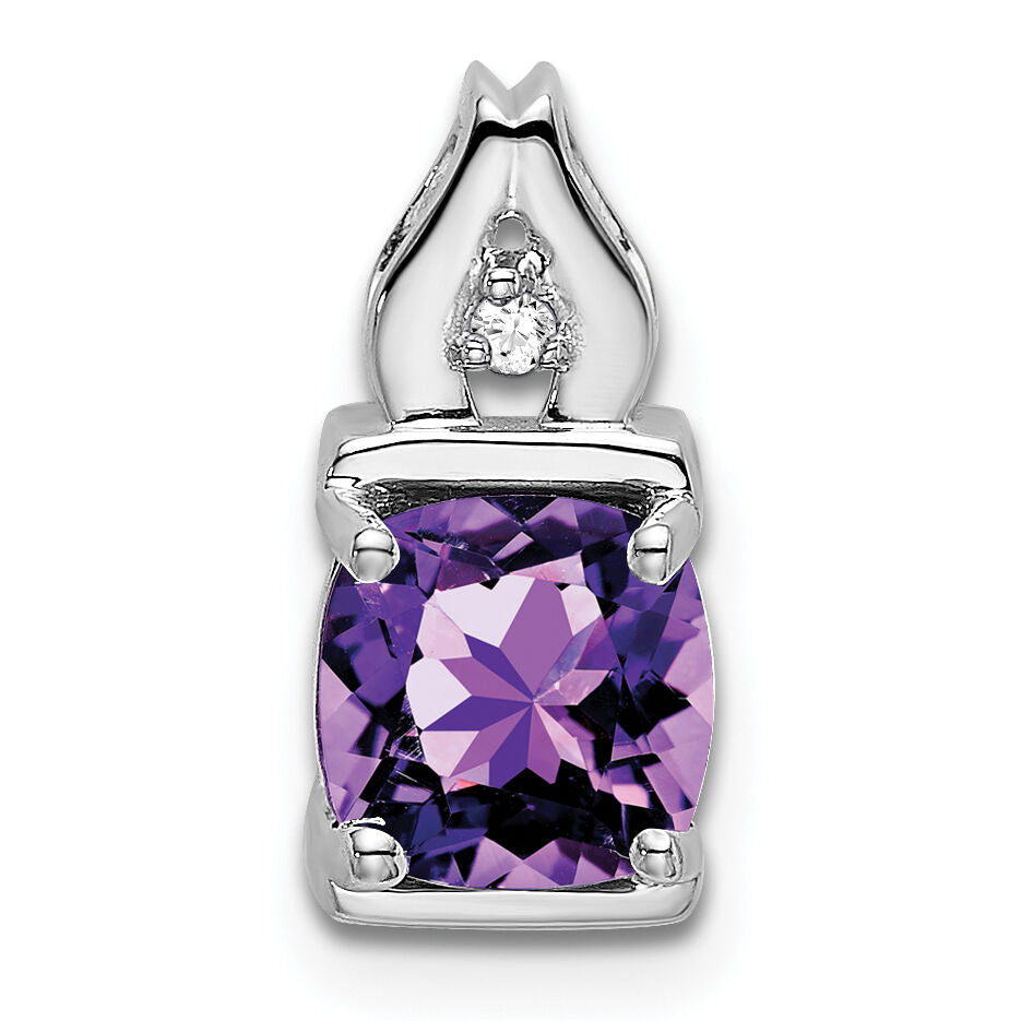 14k White Gold Amethyst and Diamond Pendant-PM7054-AM-001-WA