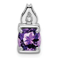 14k White Gold Amethyst and Diamond Pendant-PM7054-AM-001-WA