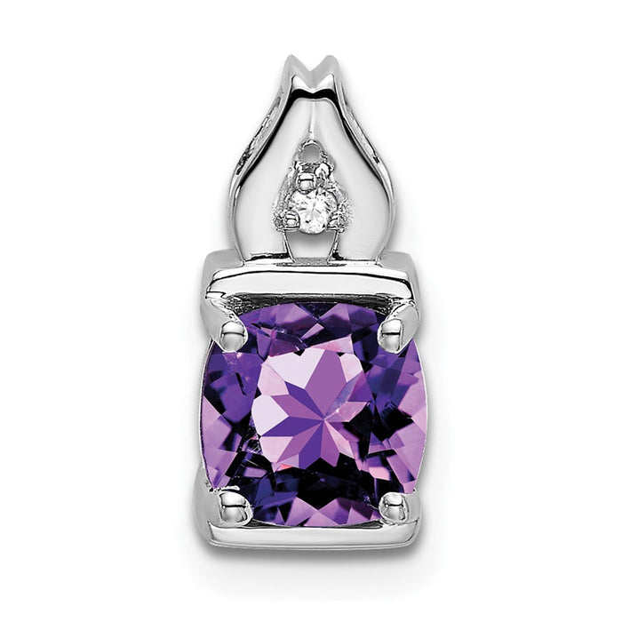 14k White Gold Amethyst and Diamond Pendant-PM7054-AM-001-WA