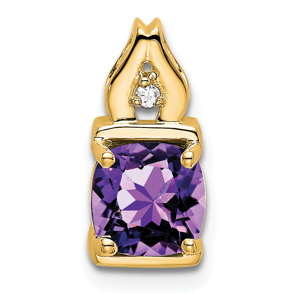 14k Amethyst and Diamond Pendant-PM7054-AM-001-YA
