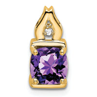 14k Amethyst and Diamond Pendant-PM7054-AM-001-YA
