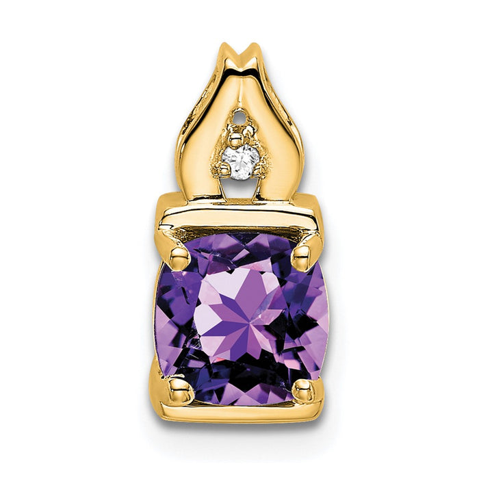 14k Amethyst and Diamond Pendant-PM7054-AM-001-YA
