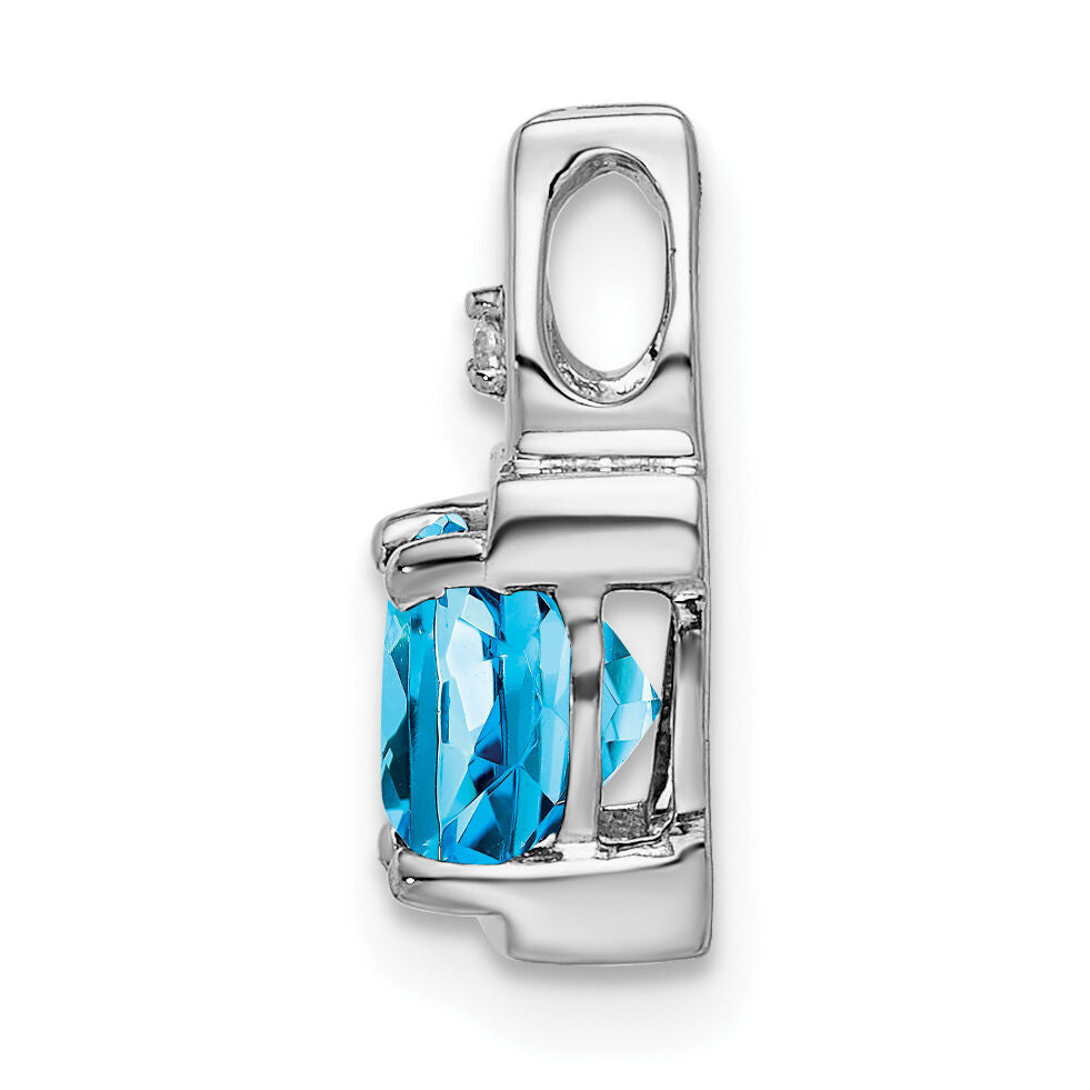 14k White Gold Blue Topaz and Diamond Pendant-PM7054-BT-001-WA