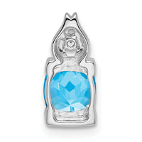 14k White Gold Blue Topaz and Diamond Pendant-PM7054-BT-001-WA