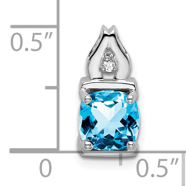 14k White Gold Blue Topaz and Diamond Pendant-PM7054-BT-001-WA