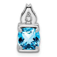 14k White Gold Blue Topaz and Diamond Pendant-PM7054-BT-001-WA