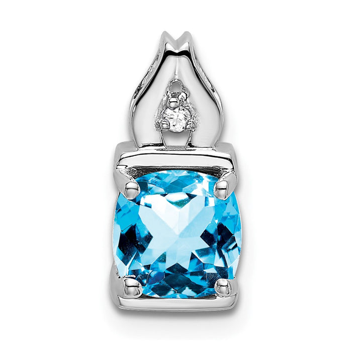 14k White Gold Blue Topaz and Diamond Pendant-PM7054-BT-001-WA