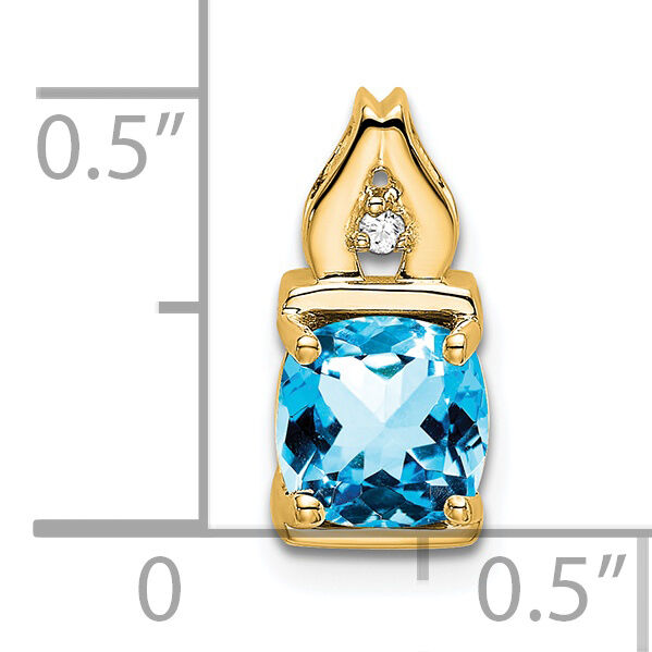 14k Blue Topaz and Diamond Pendant-PM7054-BT-001-YA