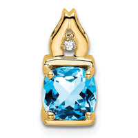 14k Blue Topaz and Diamond Pendant-PM7054-BT-001-YA