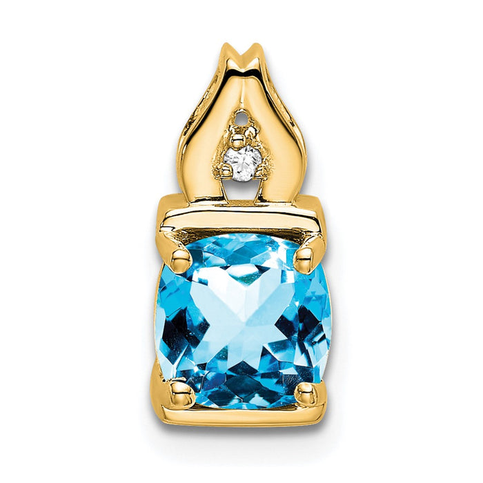 14k Blue Topaz and Diamond Pendant-PM7054-BT-001-YA