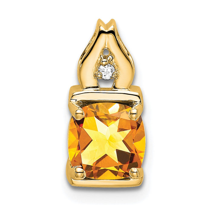 14k Citrine and Diamond Pendant-PM7054-CI-001-YA