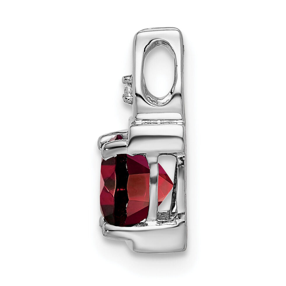14k White Gold Garnet and Diamond Pendant-PM7054-GA-001-WA