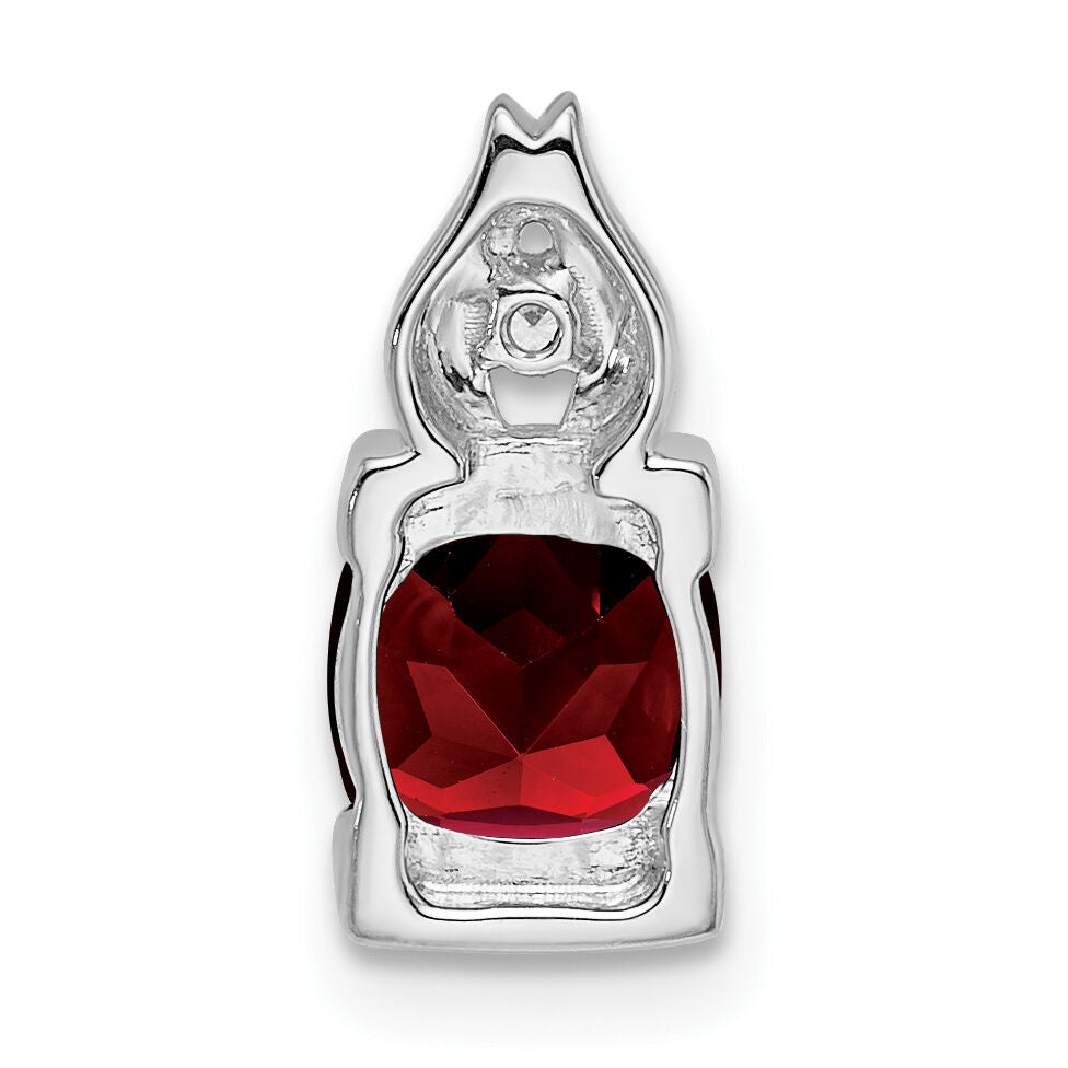 14k White Gold Garnet and Diamond Pendant-PM7054-GA-001-WA