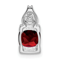 14k White Gold Garnet and Diamond Pendant-PM7054-GA-001-WA