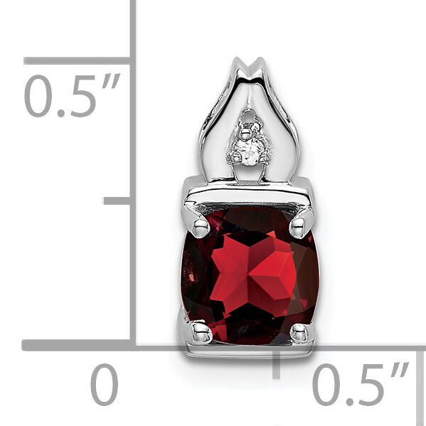 14k White Gold Garnet and Diamond Pendant-PM7054-GA-001-WA