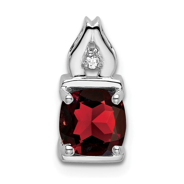 14k White Gold Garnet and Diamond Pendant-PM7054-GA-001-WA